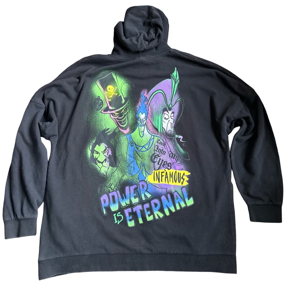 Disney Parks Villains Airbrush Black Hoodie Sweatshirt Oversized Adult Medium